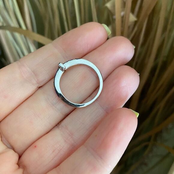 Blue Sapphire Cz Sterling Silver Sideways Cross Ring Size 7 - Picture 9 of 14